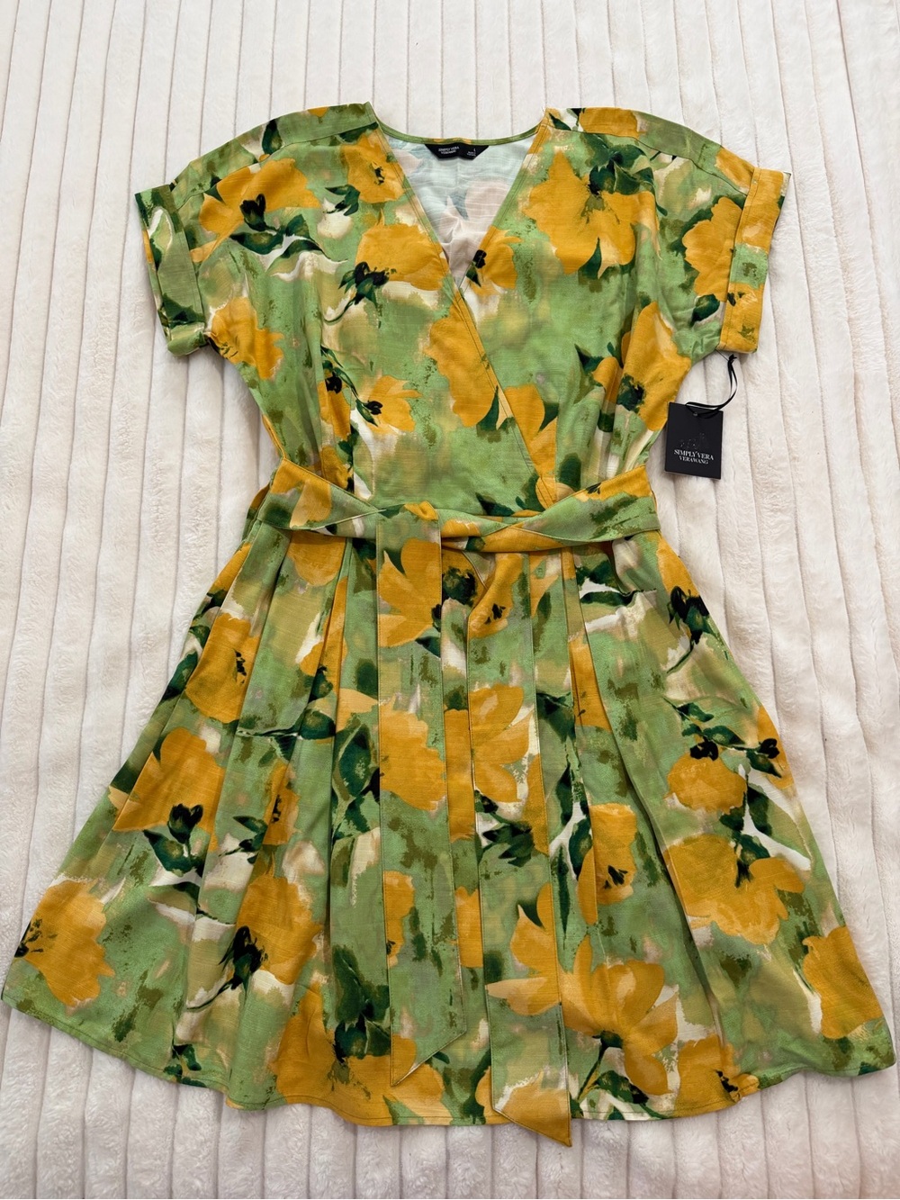 Simply Vera Vera Wang Yellow & Green Floral Wrap Dress